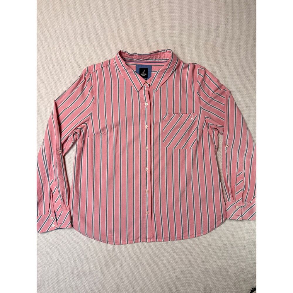 Nautica Pink Striped Button-Up Shirt